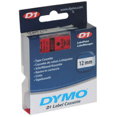 S0720570 45017 DYMO páska D1 plastová 12mm,černý tisk/červený podklad,návin 7m
