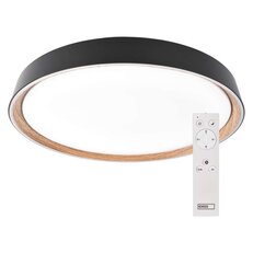 LED přisazené svítidlo ILVI, kruhové 45W, stmívání+CCT, černá+dřevo EMOS ZM5117