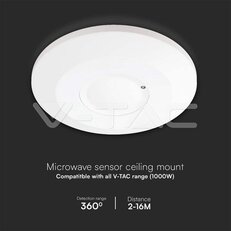 1000W Microwave Motion Sensor 360'D White Body, V-TAC SKU23163