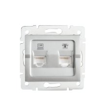 Zásuvka datová-telefonní LOGI RJ45Cat 6 + RJ11 25231 Kanlux stříbrná