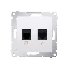 Telefonní zásuvka RJ12 + počítačová zásuvka RJ45 kat. 5e, bílá D5T.01/11