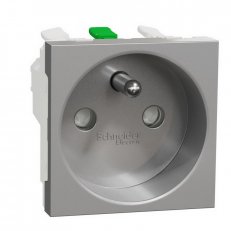Zásuvka NOVÁ UNICA 250V/16A 2P+E, clonky, bezšroubová, Aluminium
