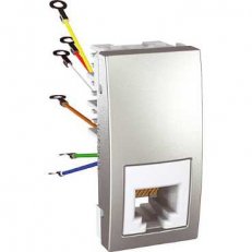Unica Zásuvka telefonní RJ12 6 kontaktů 1 modul Aluminium SCHNEIDER MGU3.491.30