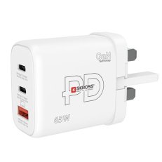 USB A+C nabíjecí adaptér Power charger 65W GaN UK Power Delivery typ G