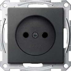 Merten Zásuvka bez zemnícího kontaktu 250V clonky System M antracit MTN2000-0414