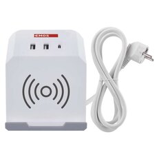 Prodlužovací kabel kostka 2 m 2 zásuvky bílý 2×USB-A+1×USB-C+Qi 1,5 mm2
