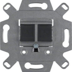 Zásuvka datová, 2xRJ 45, FTP, Cat.6A iso / Class E, s clonkami, modul přístroje