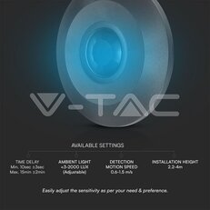 PIR Ceiling Sensor Flat Full Black, VT-8027,, V-TAC SKU23677
