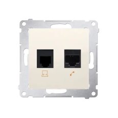 Telefonní zásuvka RJ12 + počítačová zásuvka RJ45 kat. 5e, krémová D5T.01/41