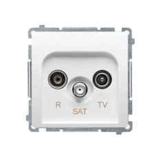 Zásuvka RTV-SAT průběžná, 1x vstup: 5-2400 MHz, bílá BMZAR-SAT10/P.01/11
