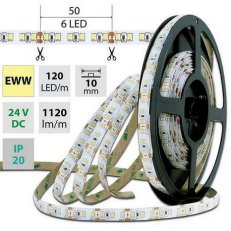 LED pásek SMD2835 EWW, 120LED/m, 14W/m, 1120lm/m, IP20, DC 24V, 10mm, 5m