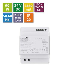 Napájecí zdroj 90W, DC24V/3,83A, IP20, na DIN lištu MCLED ML-732.080.11.1