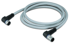 Napájecí kabel, Zásuvka M12A,  úhlová, Zástrčka M12A,  úhlová 4pól.
