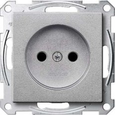 Merten Zásuvka bez zemnícího kontaktu 250V clonky System M Aluminium