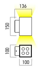 XWALL SQ. SURF. LAMP 2x9W 100-240V AC 40