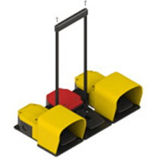 Trojitý nožní spínač M20x1,5 plast 1NO+1NC/1NO+1NC/1NO+1NC žlutá červená žlutá