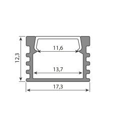 Přisazený hliníkový profil PP2 17x13mm vč. mléč. difuz. 2m MCLED ML-761.395.04.2