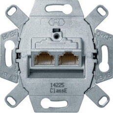 Zásuvka datová, 2x RJ 45, FTP, Cat.6/ Class E, modul přístroje HAGER WDF410866