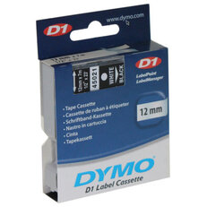 S0720610 45021 DYMO páska D1 plastová 12mm, bílý tisk / černý podklad, návin 7m
