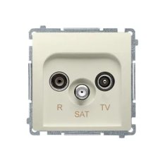 Zásuvka RTV-SAT průběžná, 1x vstup: 5-2400 MHz, béžová BMZAR-SAT10/P.01/12