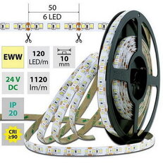 LED pásek SMD2835 EWW, 120LED/m, 14W/m, 1120lm/m, IP20, DC 24V, 10mm, 5m