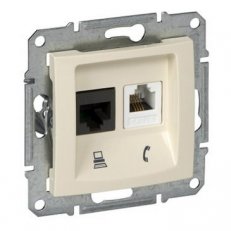 Sedna Zásuvka telefonní RJ11 a datová 1xRJ45 kat.6 UTP Beige SCHNEIDER