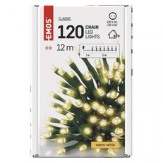 LED vánoční řetěz, 12 m, venkovní i vnitřní, teplá bílá, časovač EMOS D4AW03