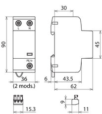 Kombinovaný svodič DEHNshield typ 1+2 pro jednofázové sítě TN 941205