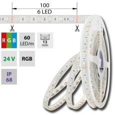 LED pásek SMD5050 RGB, 60LED/m, 14,4W/m, DC24V, 483lm/m, IP68, 13mm, 5m