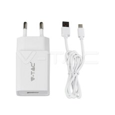 Fast Charging Set With Travel Adapter & Type-C USB Cable White, VT-5382 SKU8643