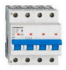 Instalační jistič AMPARO 6kA, C 6A, 3+N SCHRACK AM617806--