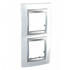 Schneider MGU66.004V.092 Krycí rámeček Top dvojnásobný vert., Top White/alu