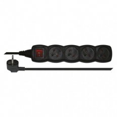 Prodlužovací kabel 3m/4 zásuvky/s vypínačem/černý/PVC/1mm2 EMOS PC1413