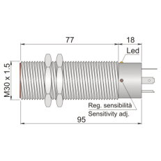 Kapacitní senzor d30 mm AECO SC30M-C20 NPN NO+NC K