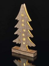 LED vánoční stromek dřevěný, 2xAA, teplá bílá, časovač