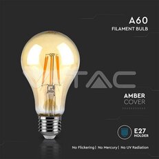 LED Bulb 10W E27 Filament Amber Cover 2200K VT-2028-N, V-TAC SKU217157