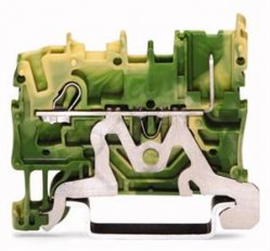 Základní svorka PE-1 vodič/1pin, 2,5mm2, na DIN lištu, zeleno-žlutá
