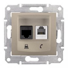 Sedna Zásuvka telefonní RJ11 a datová 1xRJ45 kat6 UTP Titan SCHNEIDER SDN5200168