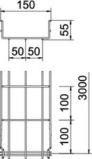 OBO GRM 55 150 G Mřížový žlab GRM 55x150x3000 Ocel galv. zinek