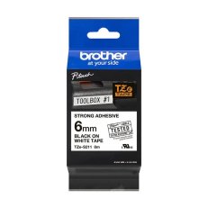 Páska BROTHER extrémně adhesivní šíře 6mm,černý tisk na bílé pásce,návin 8m