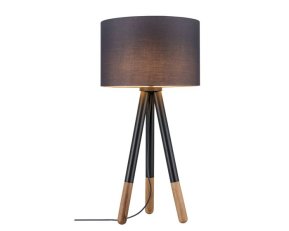 Stolní lampa Neordic Rurik látkové stínidlo šedé/dřevo 796.35 PAULMANN 79635