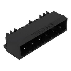 Konektor s pájecími piny THR, pájecí kontakt 1,0x1,0 mm, úhlové, černá 6pól.