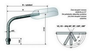 V 2/114 - 1500/180 výložník obloukový pro stožáry JB, JB Z, J 11
