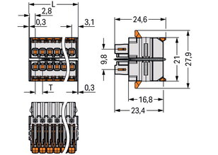 1vodičová pružinová svorkovnice, 2řadá, Páčka, Push-in CAGE CLAMP, Světle šedá