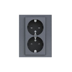 Dvojzásuvka ABB LEVIT M s clonkami bezšroub, ocelová/kouř.černá 5522H-C03458 69W