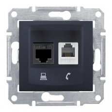 Sedna Zásuvka telefonní RJ11 a datová 1xRJ45 kat.6 UTP Graphite SCHNEIDER