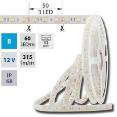 LED pásek SMD5050 modrý, 60LED/m, 14,4W/m, 450lm/m, IP68, DC 12V, 13mm, 5m