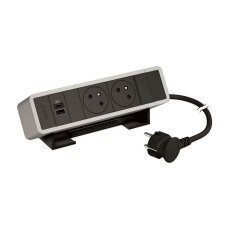 ONDESK 2X2PT USB AC 15W ČERNÁ/HLINÍK