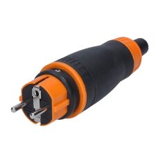Zástrčka do vlhka, přímá, IP44, černá-oranžová SOLIGHT P67
