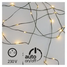 LED vánoční řetěz zelený nano, 7,5m, IP44, teplá bílá, časovač